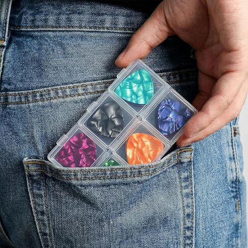 Guitar Pick Holder, 6 Grid Guitars Pick Case Guitars Picks Case 60 Capacity Organizer, Guitar Picks Storage Box, Individual Lid, Box Only in Kuwait