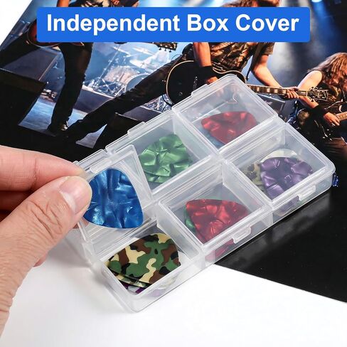 Guitar Pick Holder, 6 Grid Guitars Pick Case Guitars Picks Case 60 Capacity Organizer, Guitar Picks Storage Box, Individual Lid, Box Only in Kuwait