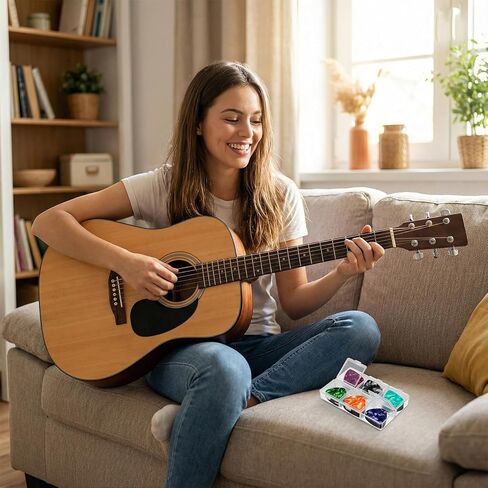 Guitar Pick Holder, 6 Grid Guitars Pick Case Guitars Picks Case 60 Capacity Organizer, Guitar Picks Storage Box, Individual Lid, Box Only in Kuwait