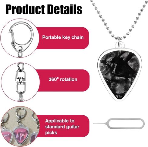 4 PCS Guitar Pick Holder, Portable Heart Shaped Clear Picks Storage Box, Keychain Necklace Cases for Standard Guitar Picks Organizer Lightweight Accessory for Musicians and Guitar Enthusiasts in Saudi Arabia