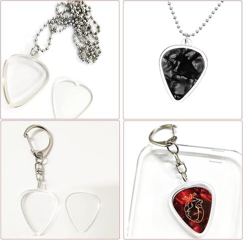 4 PCS Guitar Pick Holder, Portable Heart Shaped Clear Picks Storage Box, Keychain Necklace Cases for Standard Guitar Picks Organizer Lightweight Accessory for Musicians and Guitar Enthusiasts in Saudi Arabia