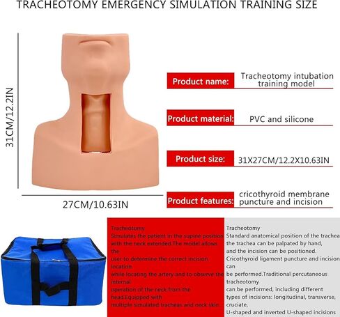 Manikin Practice Model, Cricothyroid Membrane Puncture and Tracheostomy Tube Model,Cricothyrotomy Tracheostomy Simulation Model for Hospitals, Schools, Research Centre ﻿﻿ in Saudi Arabia