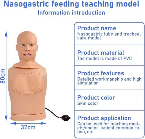 Human Intubation Gastric Tube Model Advanced Nasogastric Tube and Trachea Care Manikin Gastric Lavage Tracheostomy Model for Nurse and Medical Students in Saudi Arabia