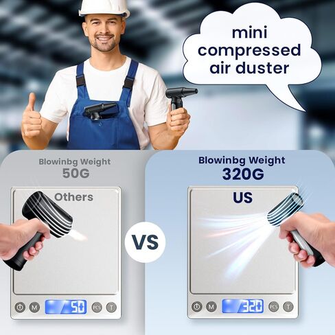 Duster Air Air مضغوط كهربائي - 33،0000 دورة في الدقيقة مروحة منفاخ هواء عالية السرعة ، طائرة توربو قابلة لإعادة الشحن مصغرة للكمبيوتر والسيارة ولوحة المفاتيح وتنظيف الغبار في الهواء الطلق ، تحل محل الهواء المعلب in Kuwait
