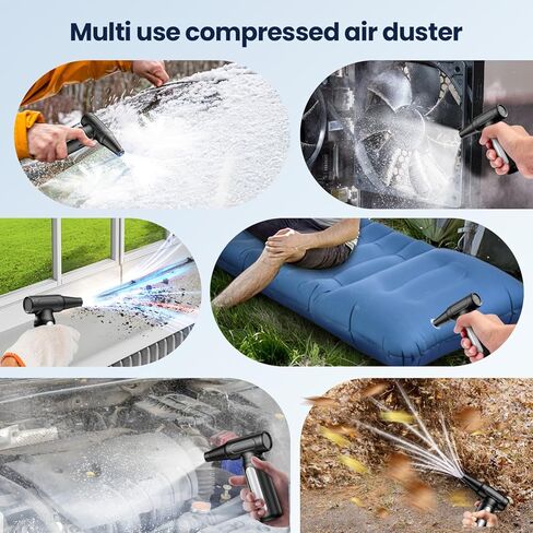 Duster Air Air مضغوط كهربائي - 33،0000 دورة في الدقيقة مروحة منفاخ هواء عالية السرعة ، طائرة توربو قابلة لإعادة الشحن مصغرة للكمبيوتر والسيارة ولوحة المفاتيح وتنظيف الغبار في الهواء الطلق ، تحل محل الهواء المعلب in Kuwait