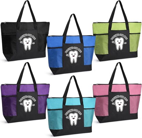 Paterr 6 Pcs Dental Hygienist Appreciation Gifts for Women Bulk Tote Bag Dental Graduation Gifts for Nurse Assistant Dentist in Kuwait
