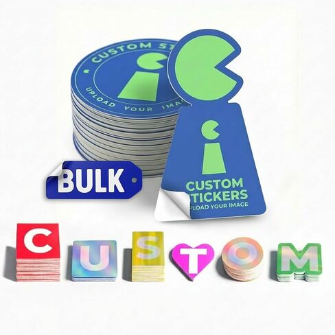 Custom Vinyl Stickers Bulk Order (Min 50 Pcs) - Personalized Business Logo Labels 1" to 10" - Waterproof Die-Cut Decals for Packaging, Laptops & Bottles - Eco-Friendly in Kuwait