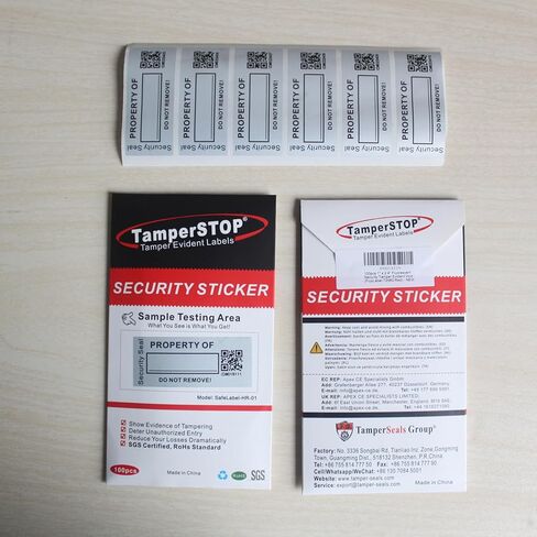 100pcs 1" x 2.4" Custom Printable Tamper Evident Security Asset Tags, TamperSeals Group - Industrial Property ID Labels for Inventory of Equipment (Matte Silver Metalized, QR Code, High Security Seal) in Kuwait