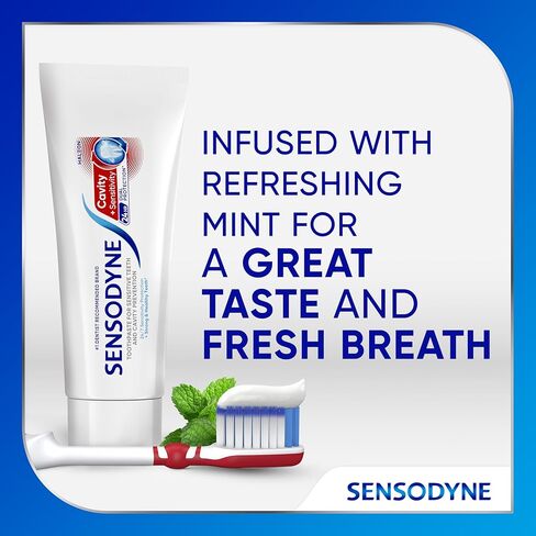 Sensodyne Cavity + Sensitivity Toothpaste, Fluoride Toothpaste for Sensitive Teeth and Cavity Protection, 2.7 oz in Kuwait
