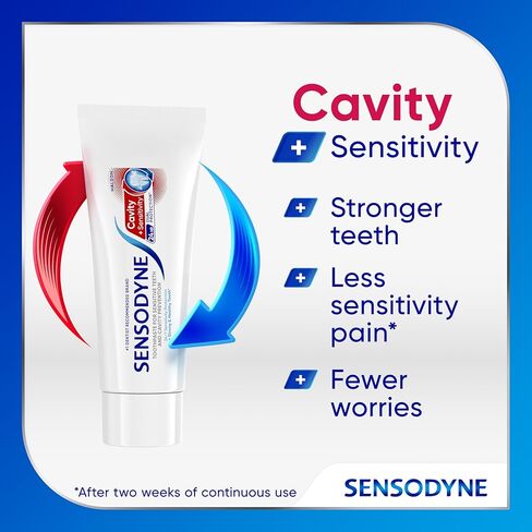 Sensodyne Cavity + Sensitivity Toothpaste, Fluoride Toothpaste for Sensitive Teeth and Cavity Protection, 2.7 oz in Kuwait