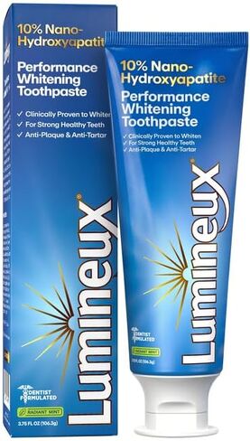 Lumineux 10% Nano Hydroxyapatite Performance Whitening Toothpaste - Fluoride Free & Gentle Whitening - Clinically Supported & NASA-Developed nHA for Strong Enamel & Bright, Smooth Teeth (3.75 oz) in Kuwait