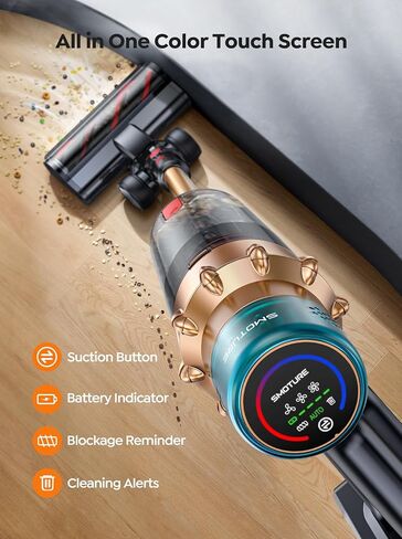 مكنسة كهربائية لاسلكية، 55 كيلو باسكال 650 وات، 70 دقيقة مكانس كهربائية للمنزل مع فرشاة سرير بمحرك، خرطوم مرن، شاشة لمس LED، وضع تلقائي، قائمة بذاتها ومثبتة على الحائط، لأرضية السجاد من شعر الحيوانات الأليفة in Kuwait