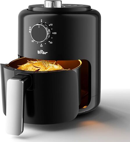 Small Air Fryer 2.1 QT, Mini Airfryer Adjustable Time&Temp Control, Ideal for 1-2 People Quick Healthy Meals Snack in Minutes, Compact Size Space-Saving with Nonstick Basket in Kuwait