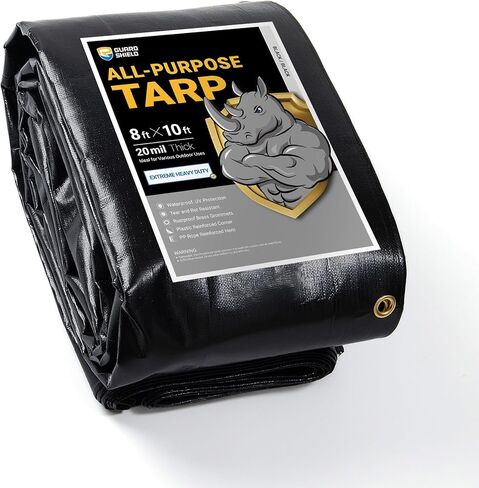 GUARD SHIELD Extreme Heavy Duty Black Poly Tarp 10x12 Feet Cover Waterproof Tarps 20mil Thick UV and Tear Resistant Tarpaulin in Kuwait