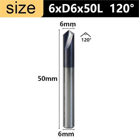 Chamfer End Mill for Caving V Groove Router Bit 60 90 120 Degree 2-12mm Carbide V Bits Engraving Milling Cutter 3 Flutes(6xD6x120deg) in Saudi Arabia