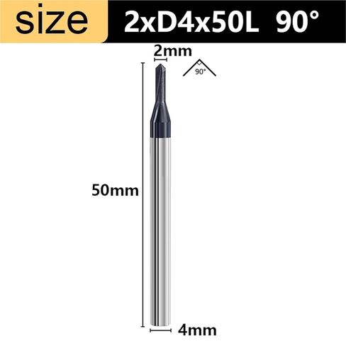 Chamfer End Mill for Caving V Groove Router Bit 60 90 120 Degree 2-12mm Carbide V Bits Engraving Milling Cutter 3 Flutes(2xD4x90deg) in Saudi Arabia