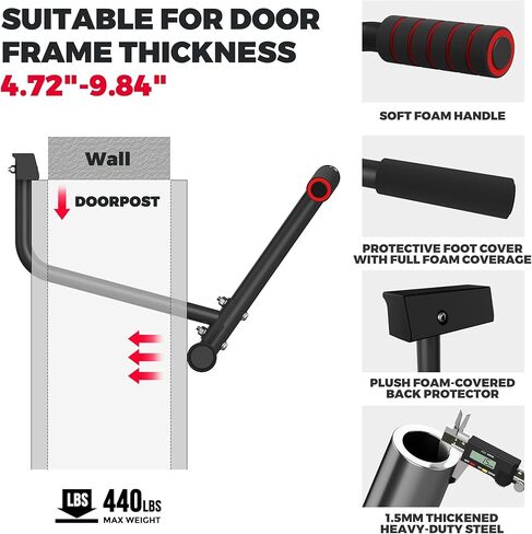 قضيب سحب OneTwoFit مثبت على الحائط مع تصميم أكثر ثباتًا بـ 6 فتحات للاستخدام الداخلي والخارجي، الحد الأقصى للوزن 440 رطلاً OT103 in Kuwait