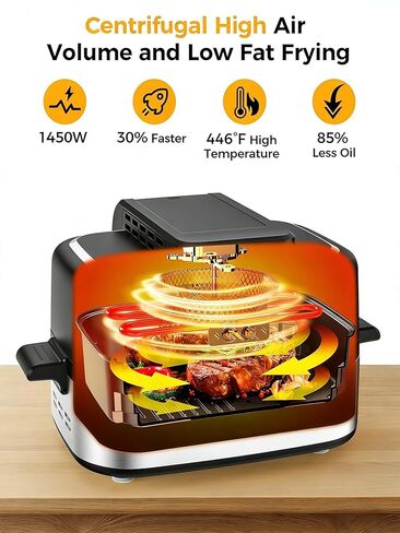 شواية داخلية 5 في 1 مع نقرية الهواء ، سلة هش ، خبز ، وعاء للطبخ ، ونظام التحكم في الدخان ، بوابة الشواء القابلة للإزالة ، سلة هشاشة in Kuwait