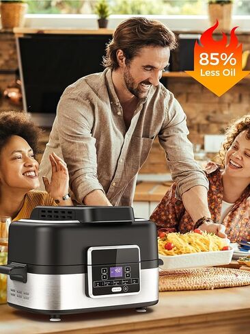 شواية داخلية 5 في 1 مع نقرية الهواء ، سلة هش ، خبز ، وعاء للطبخ ، ونظام التحكم في الدخان ، بوابة الشواء القابلة للإزالة ، سلة هشاشة in Kuwait