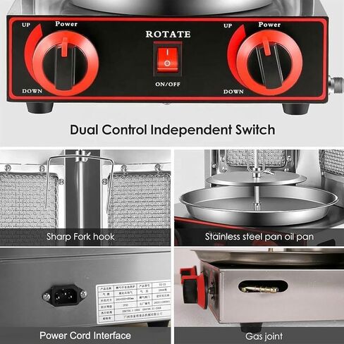 Vertical Kebab Machine, Auto-Rotate Kebab Grill, Gas Rotisserie Oven for Commercial and Home Use, Kebab Maker with 2 Burners in Saudi Arabia