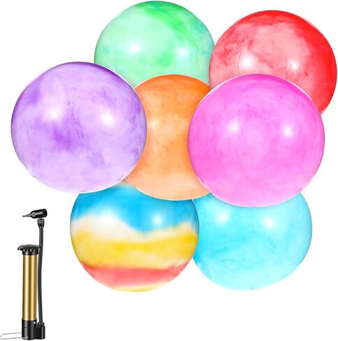 7 PCS Inflatable Playground Balls 18 Inch Fun Rubber Beach Ball Bouncing Sensory Playballs Kickball Dodge Ball with Hand Air Pump for Play Beach Backyard Indoor Outdoor Party Favors in Saudi Arabia