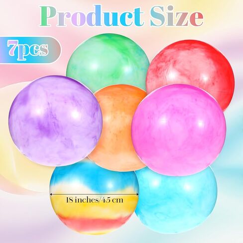 7 PCS Inflatable Playground Balls 18 Inch Fun Rubber Beach Ball Bouncing Sensory Playballs Kickball Dodge Ball with Hand Air Pump for Play Beach Backyard Indoor Outdoor Party Favors in Saudi Arabia