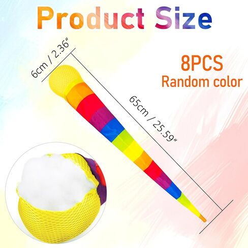 8 عبوات من كرات مذنب قوس قزح مقاس 25.6 بوصة مع ذيول طويلة، وكرات رمي ​​وإمساك ناعمة للتدريب الحسي، وتمارين التنسيق، والرياضات الخارجية in Kuwait
