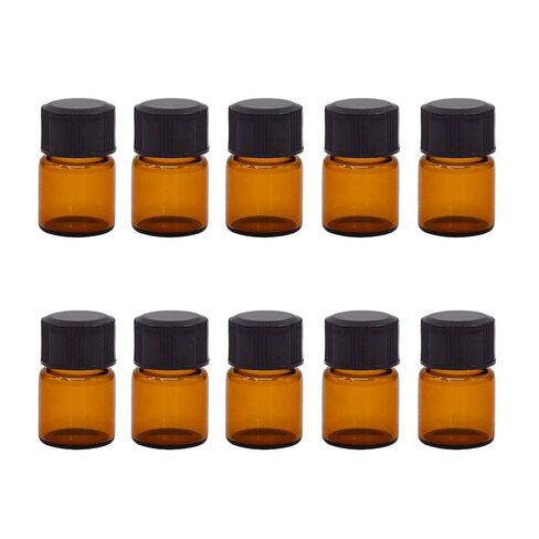 PENCK 10pcs 2ml Little Brown Glass Bottle Vials with Black Screw Cap, Small Graduated Sample Container, Empty Leak-Proof Storage Test Vials for Sample Capture and Storage in Kuwait