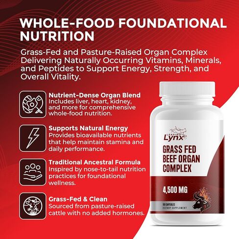 Grass Fed Beef Liver Capsules 4,500 mg – Desiccated Beef Liver Supplement – 180 Liver Capsules – Grassfed Beef Organ Supplement – Energy, Iron & Ancestral Whole Food Support – Non-GMO, ISO-Certified in Kuwait