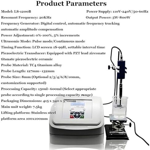 800W High-Speed Homogenizer, Mini Lab Cell Disruptor Mixer, Digital Control Emulsifying Machine, 2M Timer (1s-99h), Includes 2-10mm & 4mm Probes for Laboratory Use in Saudi Arabia