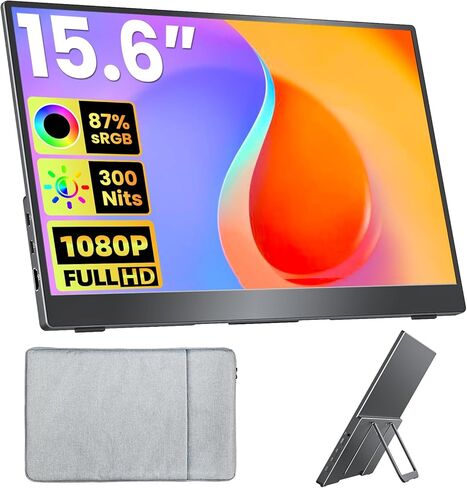 Portable Monitor 18.5 inch 1080P FHD 100Hz 125% sRGB HDMI USB-C Large Portable Monitor for Laptop MacBook Xbox PS4/5, Travel Monitor with Kickstand, VESA Compatible in Kuwait