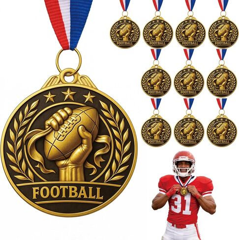 10 عبوات من ميداليات العلم لكرة القدم الذهبية مع أشرطة للرقبة in Kuwait