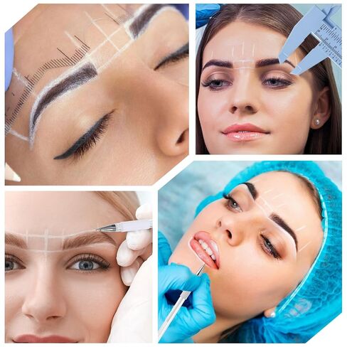 Eyebrow Microblading Marker Pen, 2 Pcs Eyebrow Microblading Marker Pens with 4 Replacement Refills & 1 Ruler, Brow Mapping Kit for Eyebrow Lip Skin Tattoo & Lamination Supplies(White) in Saudi Arabia