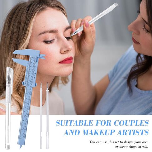 Eyebrow Microblading Marker Pen, 2 Pcs Eyebrow Microblading Marker Pens with 4 Replacement Refills & 1 Ruler, Brow Mapping Kit for Eyebrow Lip Skin Tattoo & Lamination Supplies(White) in Saudi Arabia