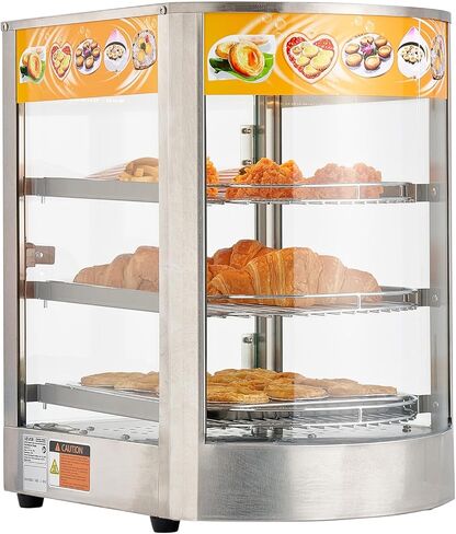 VEVOR 2-Tier Commercial Food Warmer Display, 450W Food Display Warmer with Light, Detachable Shelves and Double-Sided Door Design, 85℉~185℉ Air Heating, 48L for Hamburger, Pizza, Bread, Fried Chicken in Saudi Arabia