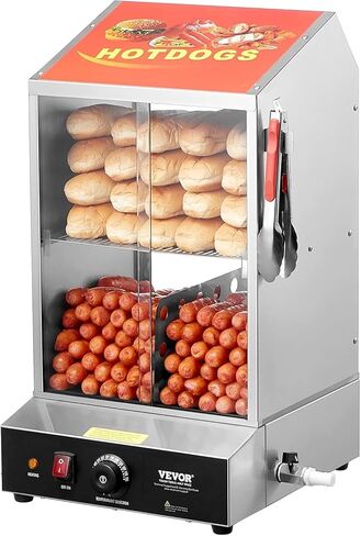 VEVOR 2-Tier Commercial Food Warmer Display, 450W Food Display Warmer with Light, Detachable Shelves and Double-Sided Door Design, 85℉~185℉ Air Heating, 48L for Hamburger, Pizza, Bread, Fried Chicken in Saudi Arabia
