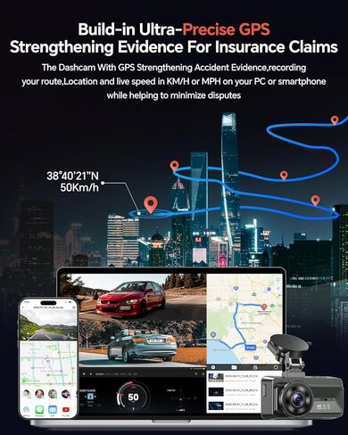 Dash Cam Camera الأمامي والخلفي: شاشة تعمل باللمس 4K سيارة مع STARVIS SESSOR 5G WIFI GPS FREE 64GB بطاقة - رؤية ليلية DASHCAM مع G -SESOR LOOP التسجيل التحكم في مواقف السيارات in Kuwait