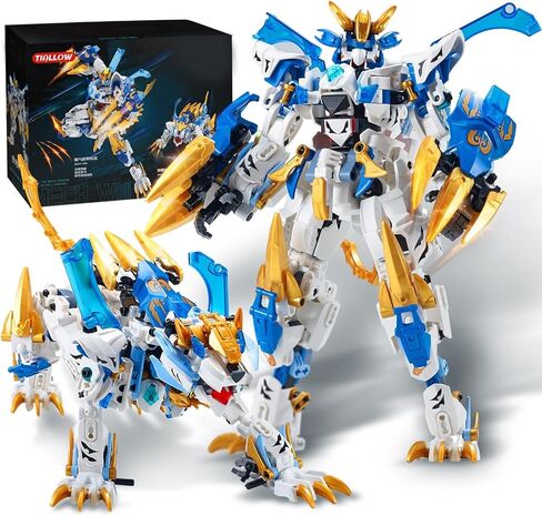 Mech Building Blocks Action Figure Toys, 2in1 White Tiger Transforming Robot Building Set, Converts to Tiger Model, for Adults Kids Boys Ages 8+（515 Pieces） (White Tiger) in Saudi Arabia