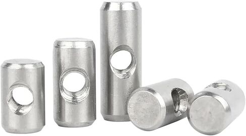 Barrel nut, 304 Stainless Steel Barrel Bolts Cylindrical Pin Dowel Cross Hole Hammer Embedded Nut(M4x30x 6(5pcs)) in Saudi Arabia