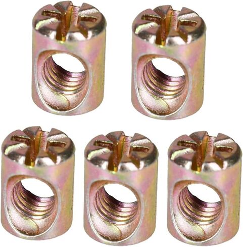 صامولة أسطوانية، M6 ثقب أفقي وصواميل دبوس وتد مدمجة في الأثاث مطرقة إدراج صامولة أسطواني متري خيط النجارة (M6 (5 قطع)) in Kuwait