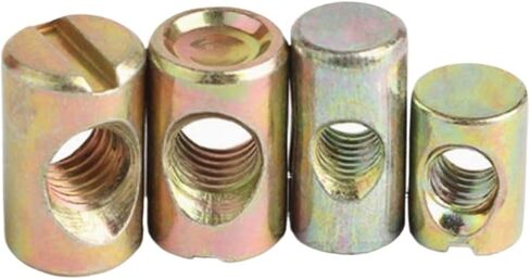 Barrel nut, 10pcs M6 M8 Cross Dowel Slotted Fittings for Beds Crib Chairs Horizontal Hole Nut Hammer(M8x15 Slotted Head) in Kuwait