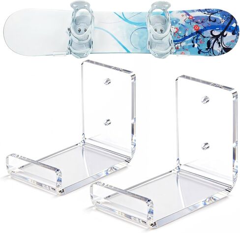 Novabright Skateboard Wall Mount Snowboard Display Rack Acrylic Horizontal Skateboard Holder Ski Wall Mount Storage Hanger for Room, Garage, Home, Transparent in Saudi Arabia