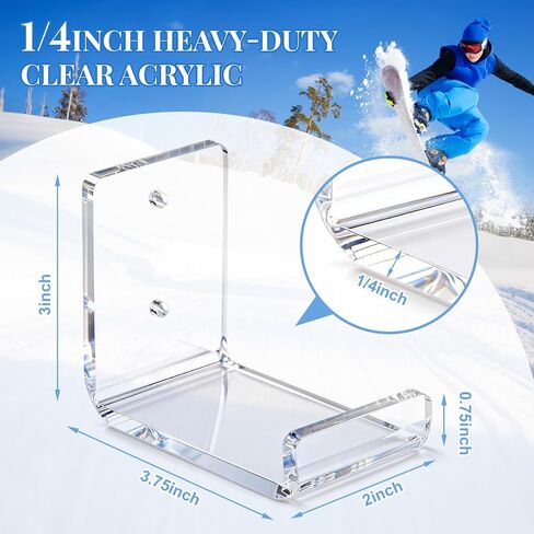 Novabright Skateboard Wall Mount Snowboard Display Rack Acrylic Horizontal Skateboard Holder Ski Wall Mount Storage Hanger for Room, Garage, Home, Transparent in Saudi Arabia