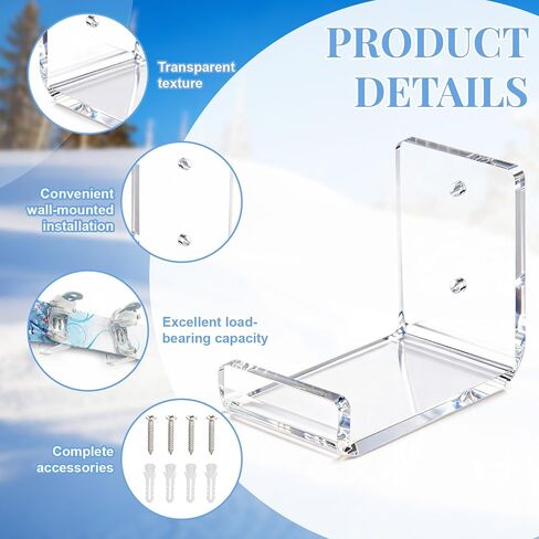 Novabright Skateboard Wall Mount Snowboard Display Rack Acrylic Horizontal Skateboard Holder Ski Wall Mount Storage Hanger for Room, Garage, Home, Transparent in Saudi Arabia