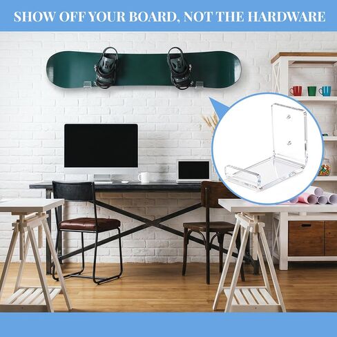 Novabright Skateboard Wall Mount Snowboard Display Rack Acrylic Horizontal Skateboard Holder Ski Wall Mount Storage Hanger for Room, Garage, Home, Transparent in Saudi Arabia