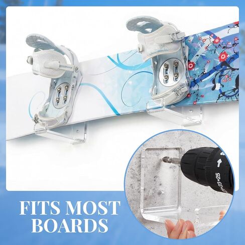 Novabright Skateboard Wall Mount Snowboard Display Rack Acrylic Horizontal Skateboard Holder Ski Wall Mount Storage Hanger for Room, Garage, Home, Transparent in Saudi Arabia