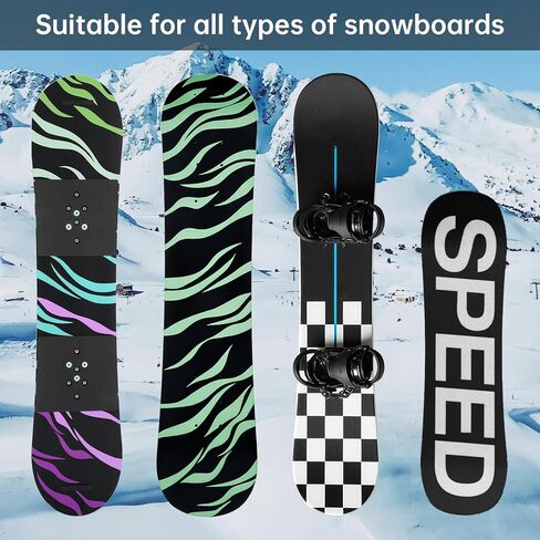 2-Pack Snowboard Wall Mount Rack with Hooks- Heavy Duty 40lbs Capacity Mountain Design Snowboard Holder, Space Saving Wall Hanger for Snowboard, Skateboard & Longboard (Black & White) in Saudi Arabia