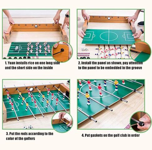 Tabletop Foosball Set, 14 inch Mini Foosball Table with 2 Balls and Manual Sliders Score Keeper, Self Assembly Indoor Outdoor Table Soccer Game for Game Rooms Parties Family Night in Kuwait