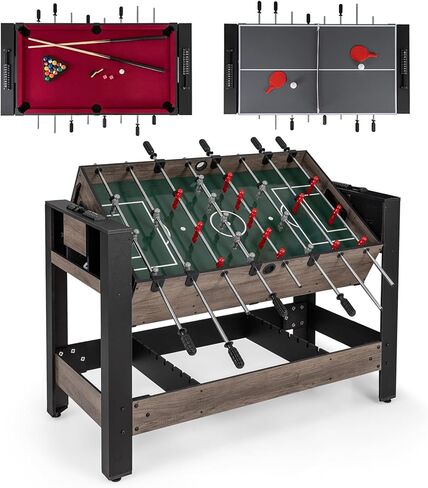 GYMAX 3 in 1 Multi Game Table, Swivel Combo Game Table with Foosball, Billiards & Table Tennis, Space-Saving Design for Family Night, Home, Game Room, Office in Saudi Arabia