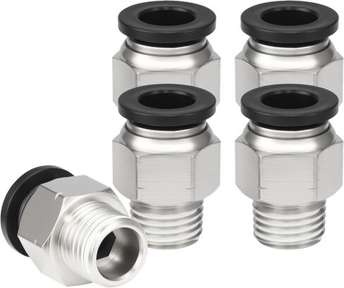 Push to Connect Fittings 3/8" Tube OD to 1/4 NPT, Nickel-Plated Brass Pneumatic Connectors, Quick Release Air Line Fittings, Leak-Proof and Durable for Industrial Use (Pack of 5) in Kuwait